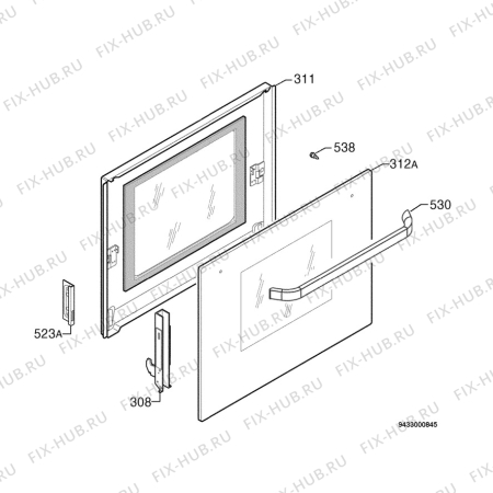 Взрыв-схема плиты (духовки) Rex Electrolux RKG661199X - Схема узла Door 003